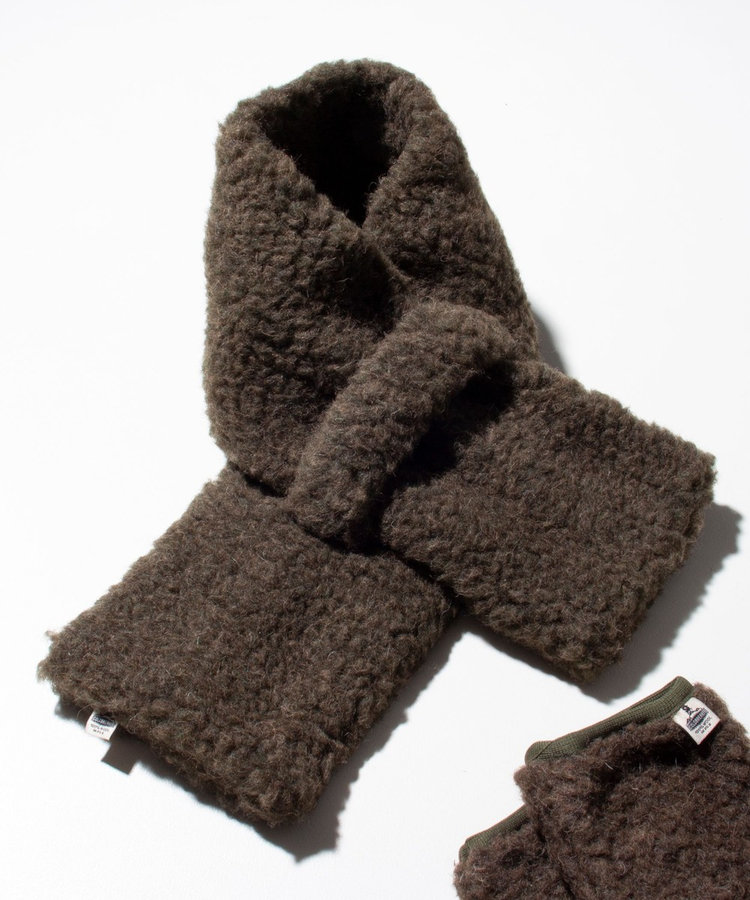 ［WEB限定 SPECIAL PRICE！］【COLDBREAKER/コールドブレーカー】別注 Coldbreaker Wool boa Scarf  差し込みマフラー, ライトグレー, F