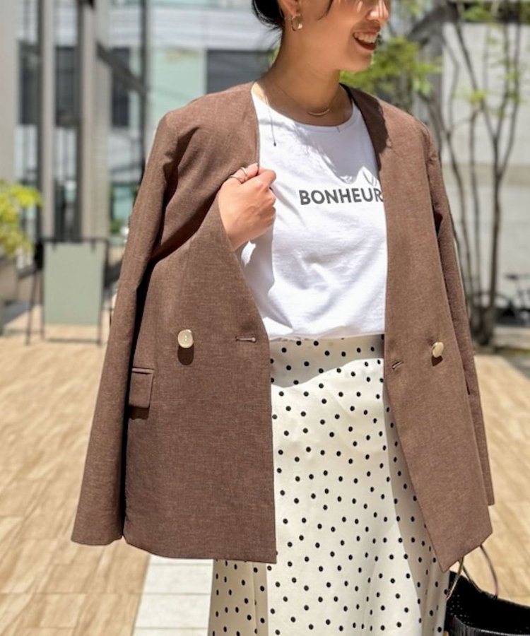 新品 NOLLEY'S ノーリーズ 麻混ノーカラーダブルジャケット 麻混ノーカラーダブルジャケット | ノーリーズ(NOLLEY'S