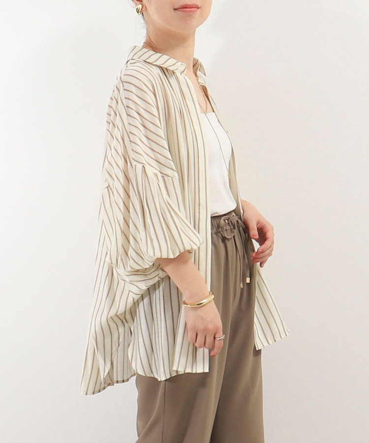 レサージュ シアーストライプ/ムジ ドルマンジャケット ストライプ