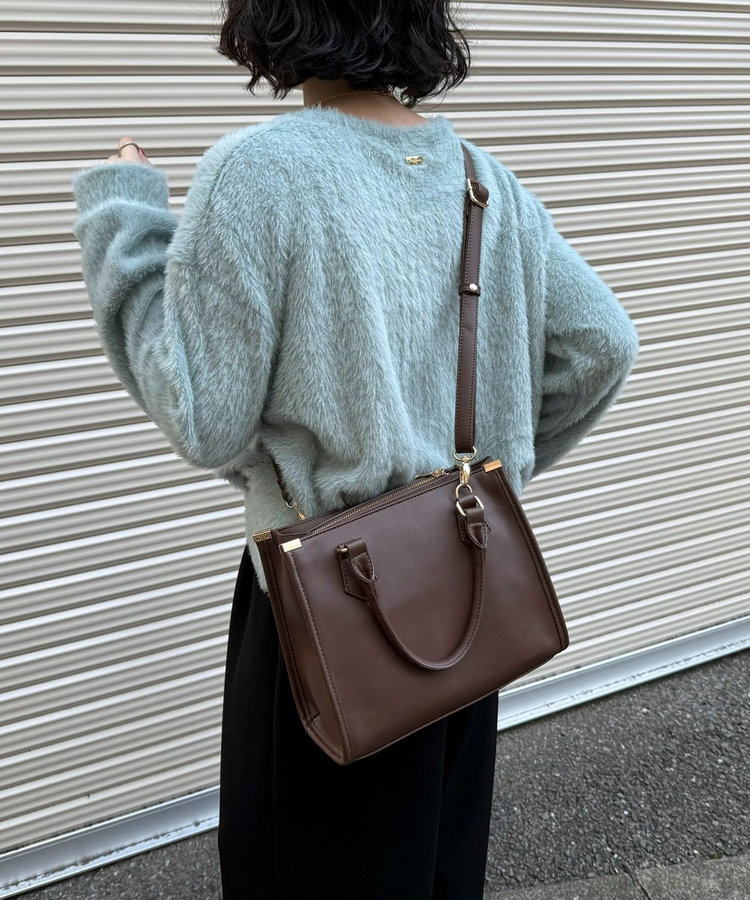 500mlボトル収納可/通勤にもおすすめ》パイピングスクエアボストン