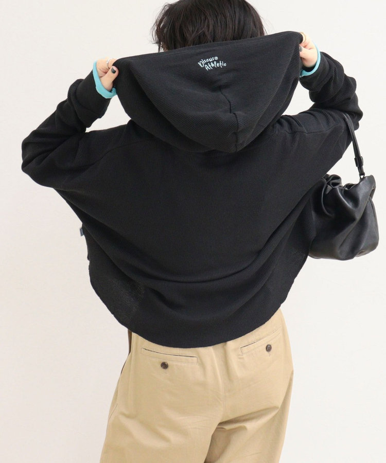 《WEB限定》【DISCUS /ディスカス】ワッフルヘンリーネックフーディ