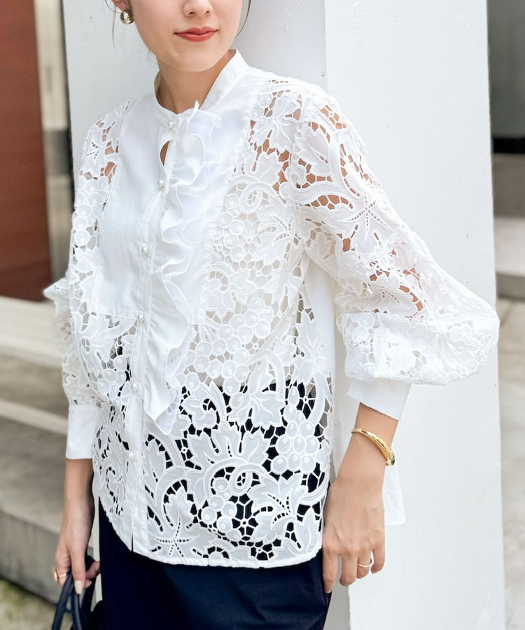 刺繍ビブヨーク4WAYフリルブラウス（5-0035-5-01-008