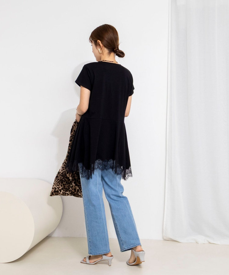 【WEB限定】ウォッシャブルヘムレースカットソー