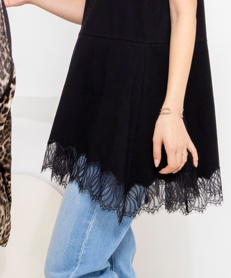 【WEB限定】ウォッシャブルヘムレースカットソー