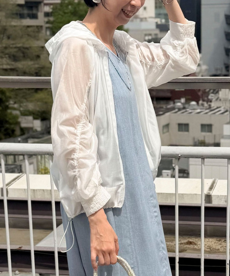 オーガンジーグログランフードブルゾン