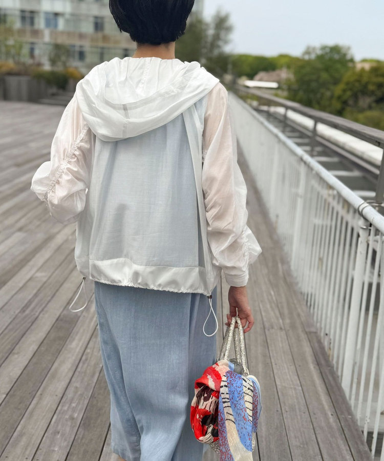 オーガンジーグログランフードブルゾン