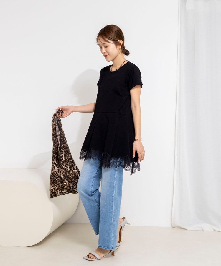 【WEB限定】ウォッシャブルヘムレースカットソー