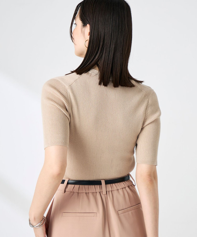 ［WEB限定 SPECIAL SALE！］《接触冷感》綿アセリブ半袖Vネックカーディガン