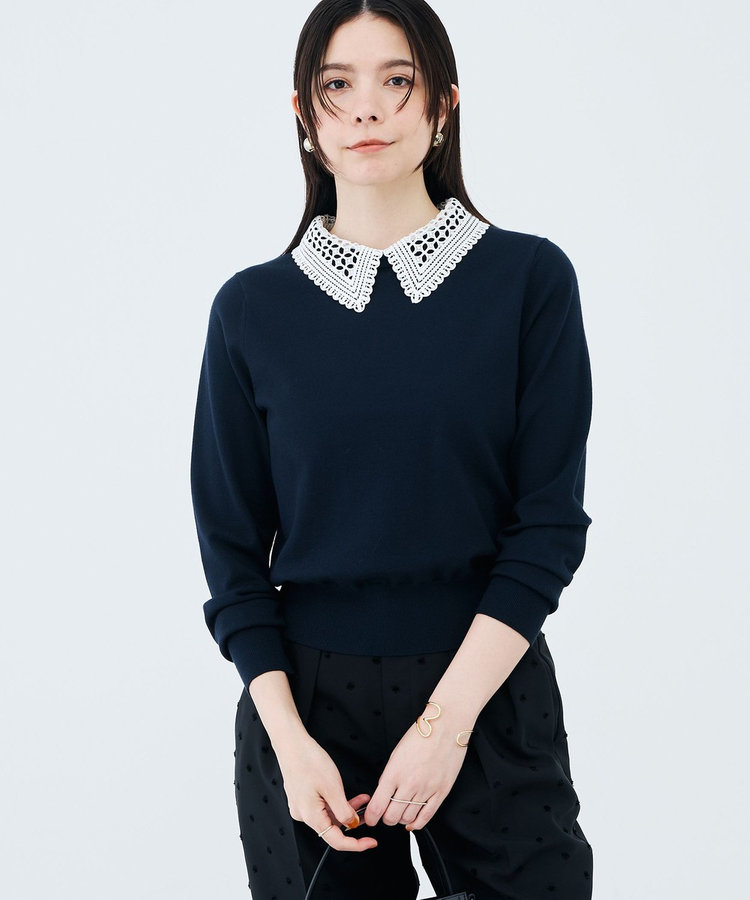 《手洗い可能》襟レース取りはずしプルオーバー