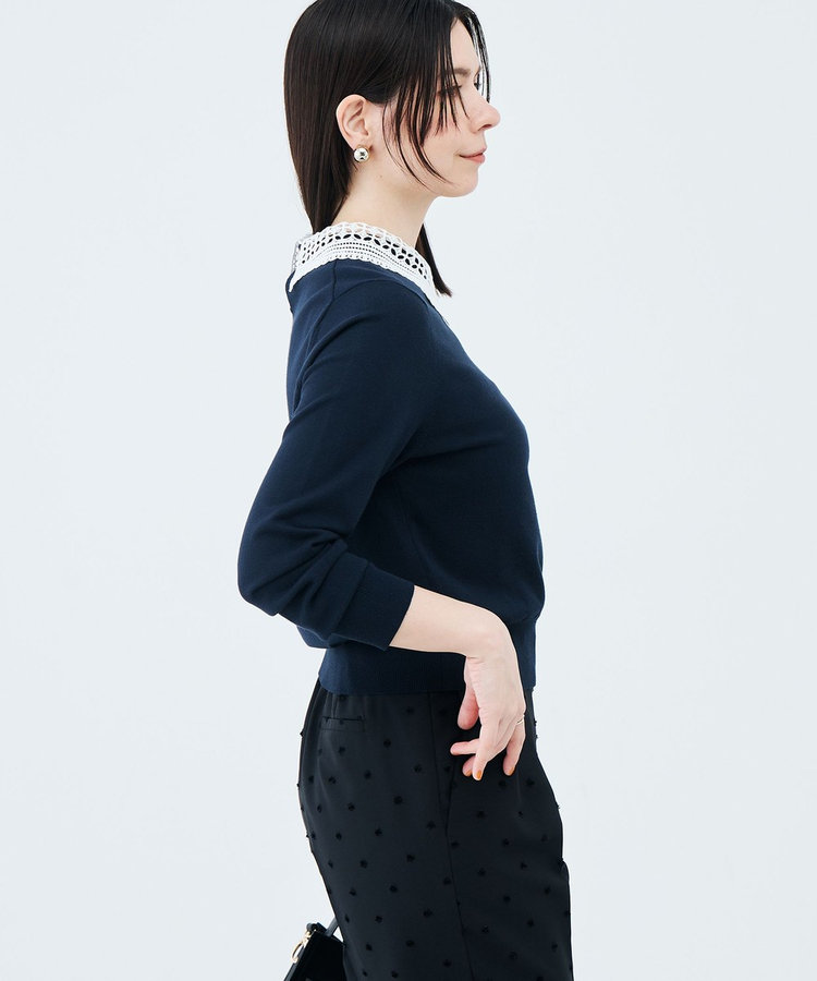 《手洗い可能》襟レース取りはずしプルオーバー