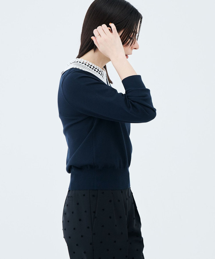 《手洗い可能》襟レース取りはずしプルオーバー