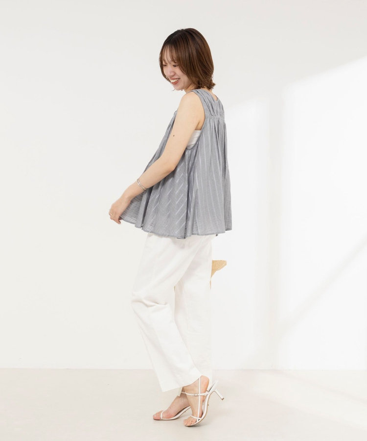 【MARILYN MOON/マリリーンムーン】sheer check 2way gathered blouse