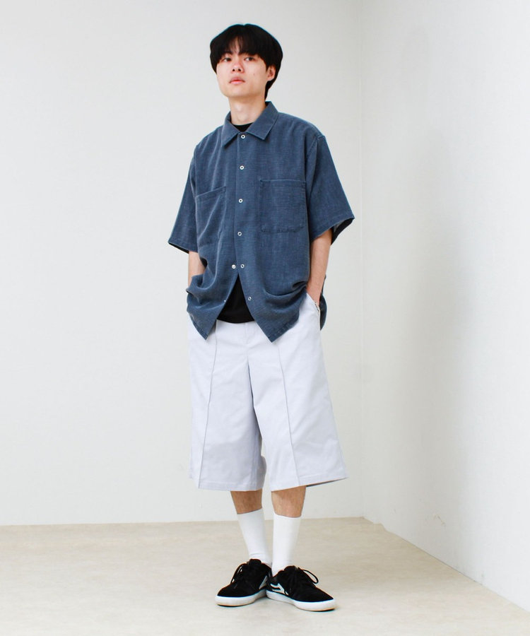 【セットアップ対応】麻調ウォッシュ ショートスリーブシャツ