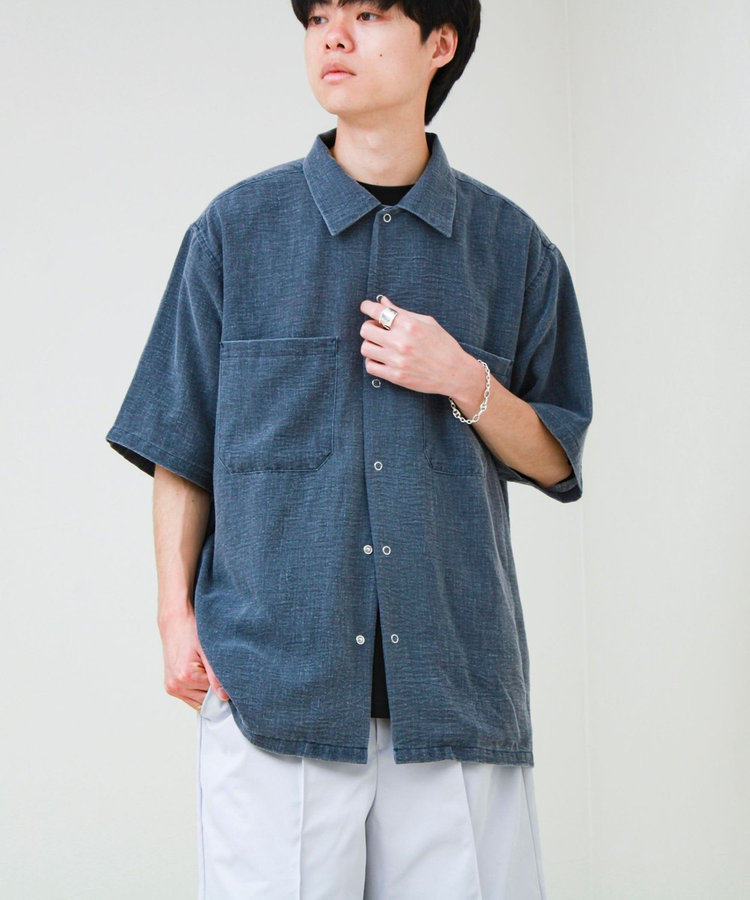 【セットアップ対応】麻調ウォッシュ ショートスリーブシャツ