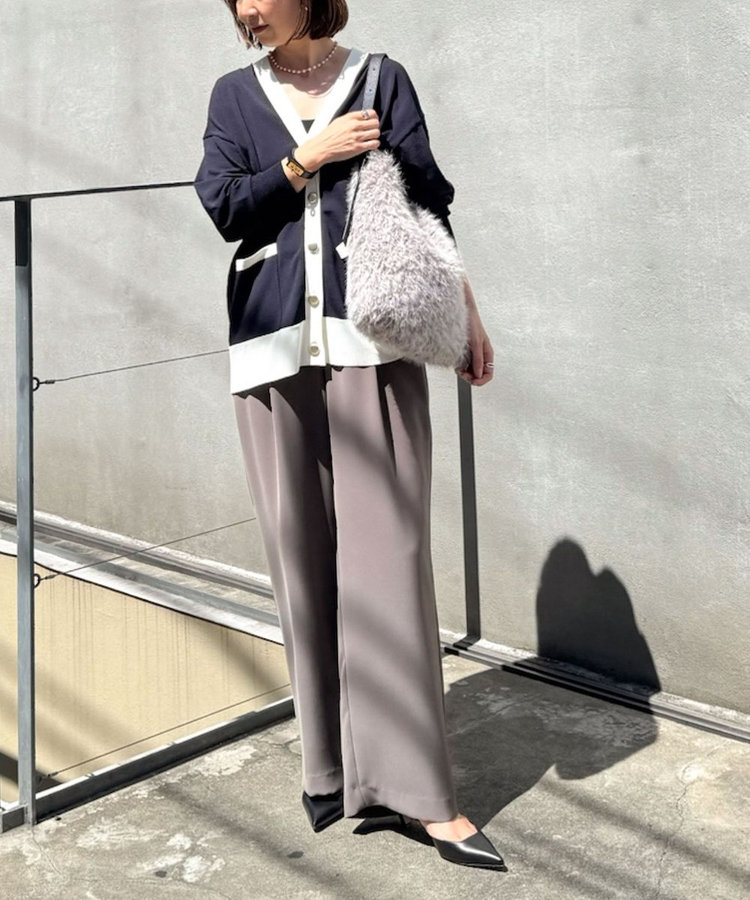 《セットアップ対応》ウォッシャブルダブルクロスサテンイージーワイドパンツ