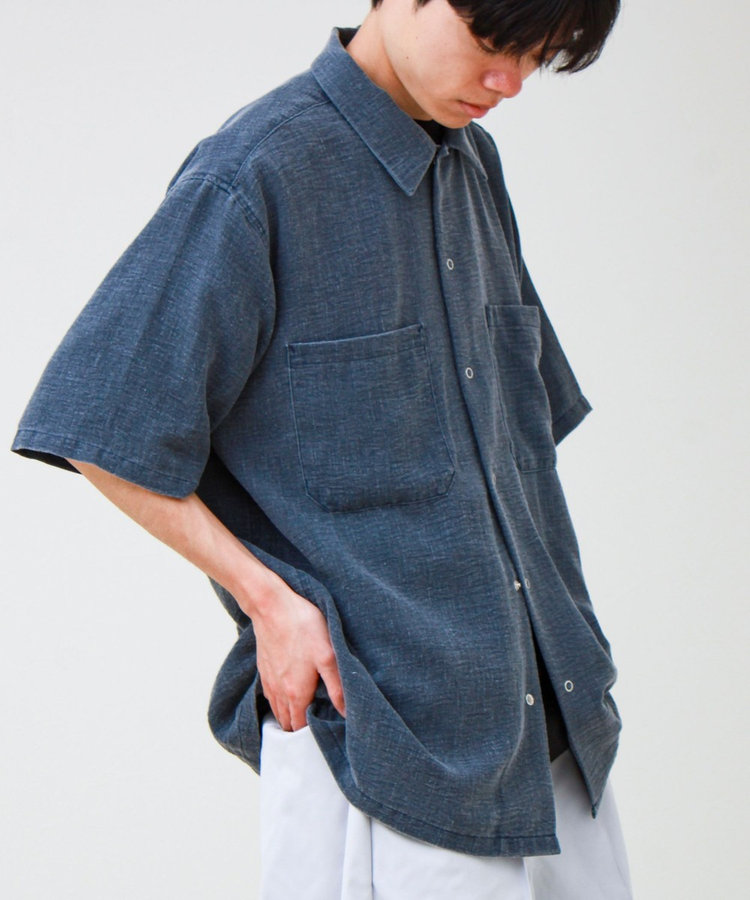 【セットアップ対応】麻調ウォッシュ ショートスリーブシャツ