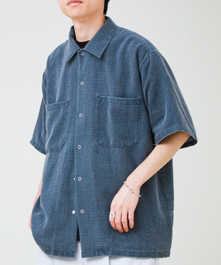 【セットアップ対応】麻調ウォッシュ ショートスリーブシャツ