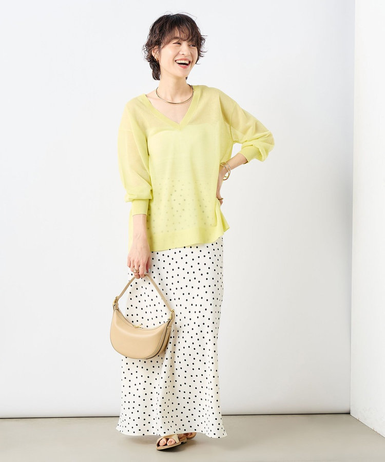 【WEB STAFF守屋☆別注カラーあり】麻混シアーVネックプルオーバーニット