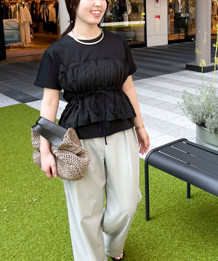 シアーチェックビスチェ付きTシャツ
