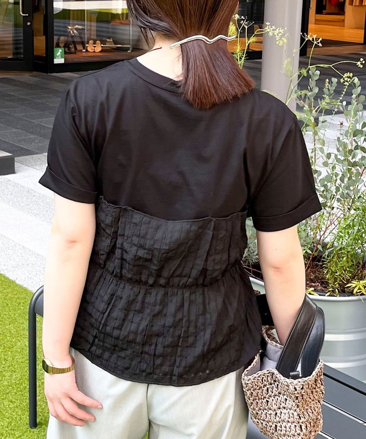 シアーチェックビスチェ付きTシャツ