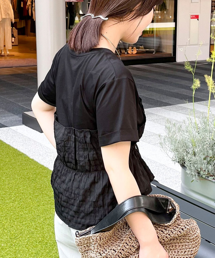 シアーチェックビスチェ付きTシャツ