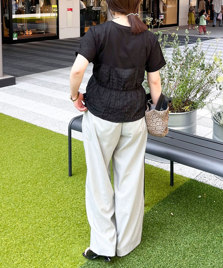 シアーチェックビスチェ付きTシャツ