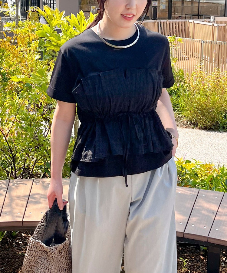 シアーチェックビスチェ付きTシャツ
