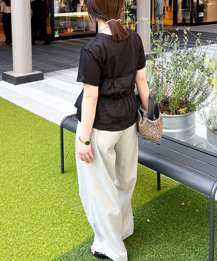 シアーチェックビスチェ付きTシャツ