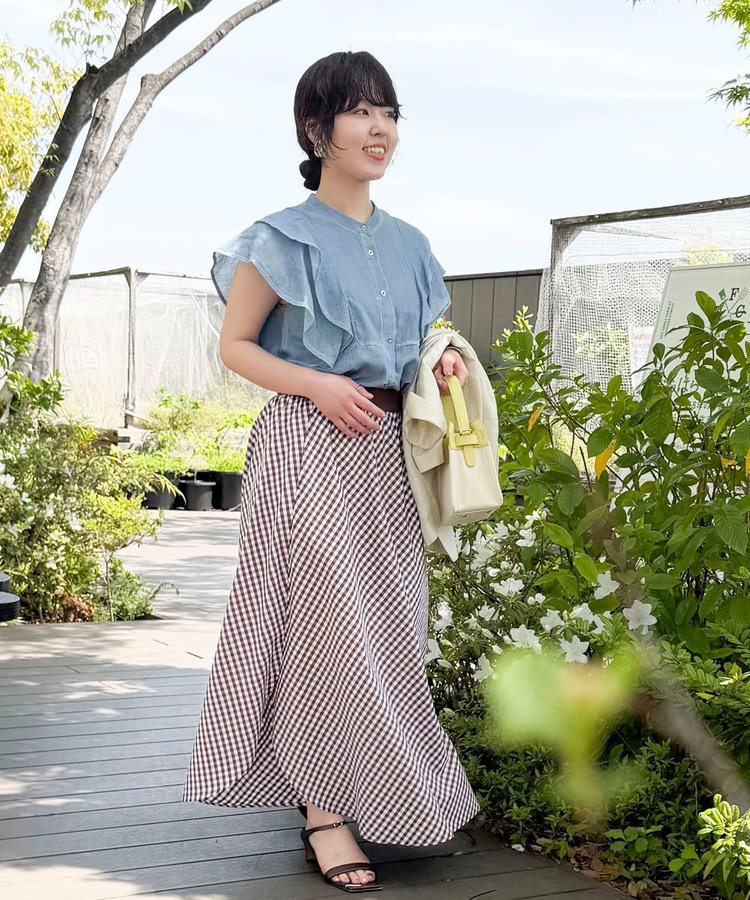 チェックサークルスリットスカート