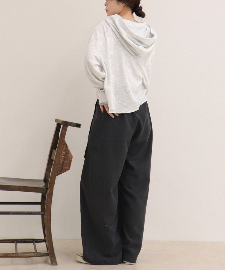 《WEB限定》【DISCUS /ディスカス】ワッフルヘンリーネックフーディ