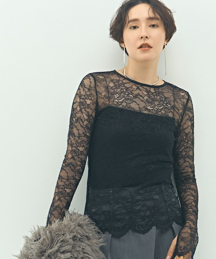 ウォッシャブルラッセルレースＴブラウス
