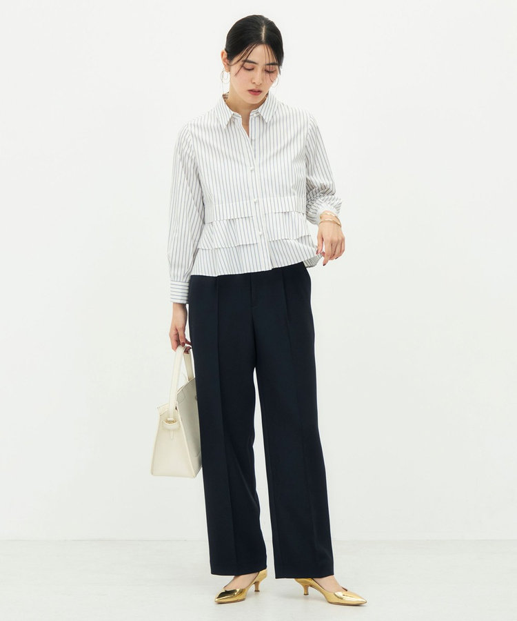 《セットアップ対応》ウォッシャブルシャーク愛されセミワイドパンツ