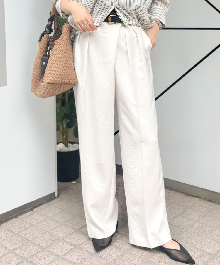 ウォッシャブルラップ風ワイドパンツ