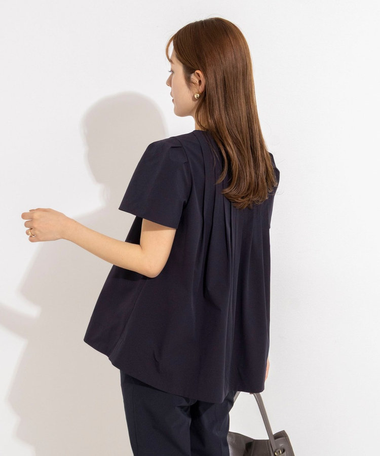 《撥水/セットアップ対応》ウォッシャブルアクティブストレッチタックブラウス